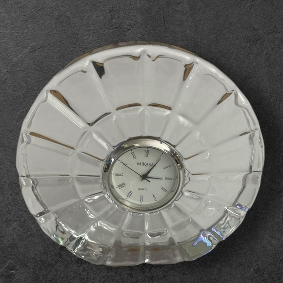 1980s Mikasa Crystal Mantle or
Desk Clock - Picture 1 of 8